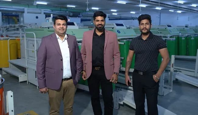(From left to right – Mr. Varun Jain, Director – Sales, AMG Spintex LLP, Mr. Ashwani Verma, Director – Operations, AMG Spintex LLP , Mr. Samkit Jain, Partner, AMG Spintex LLP)